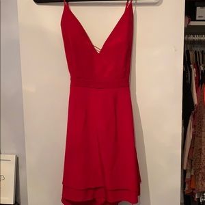 Jennifer Hope open back w straps red mini dress
